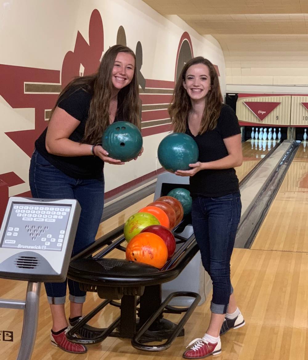 Noelle and Kenzie bowling